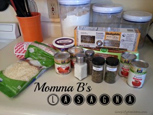 Momma B's Lasagna Ingredients