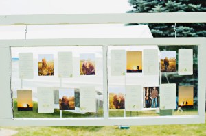 Old door used to display seating chart. Wedding DIY