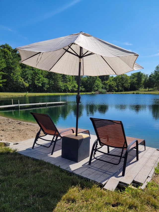 destination summer cement patio umbrella stand In-ground Base for Offset Cantilever Umbrella,Universal Base Construction Made from steel with concrete base 48 lb. Cement Patio Umbrella